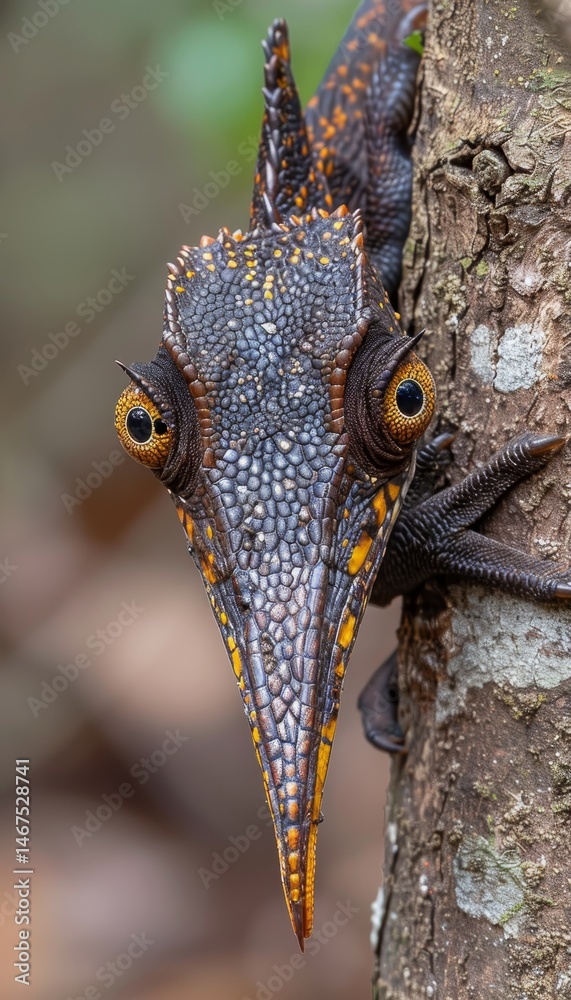 Fototapeta premium Chameleon camouflaging perfectly against a vibrant, colorful background for ultimate disguise