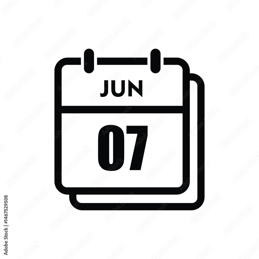 calender icon, 07 june icon with white background calender icon, 07 june icon with white background