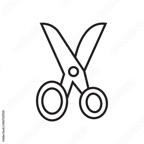 Scissors icon. Simple silhouette of open scissors. Scissors logo icon. Stock vector illustration isolated on a white background.
