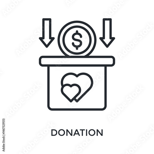 Donation Icon Outline Style. Vector Illustration For Graphic Design