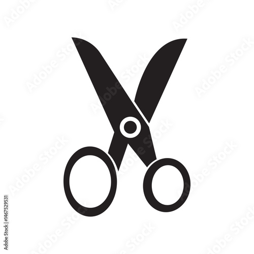 Scissors icon. Simple silhouette of open scissors. Scissors logo icon. Stock vector illustration isolated on a white background.
