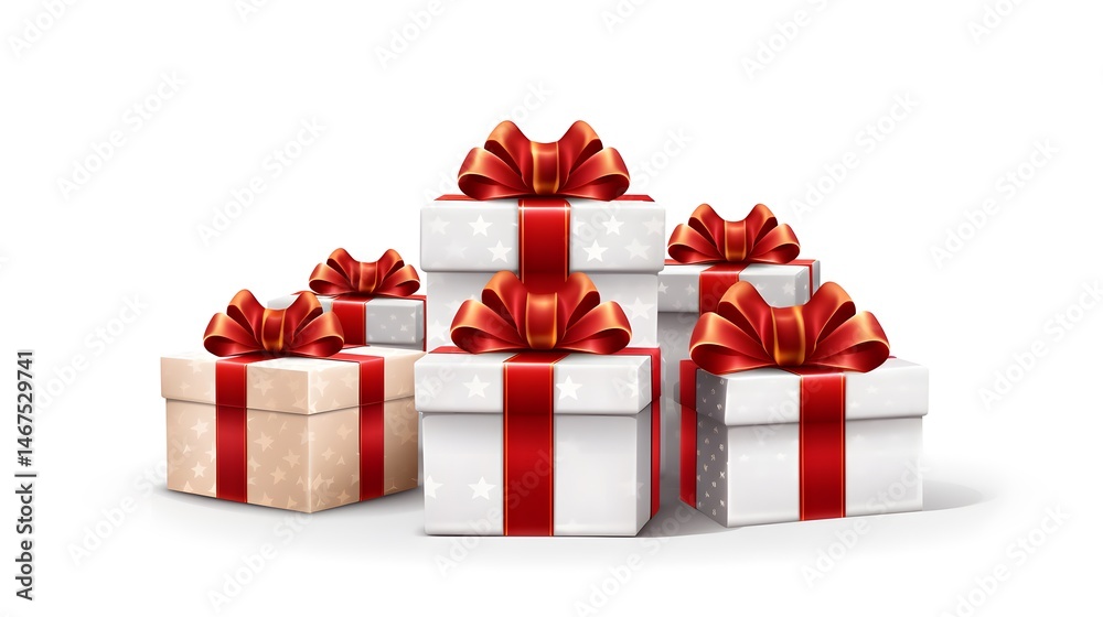 Obraz premium Festive Christmas and New Year design with realistic white ornaments for holiday decorations