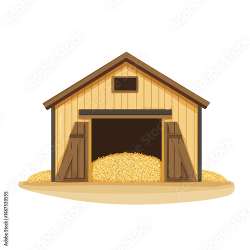Fodder Storage Flat vector, minimalist design, isolated on a white background.