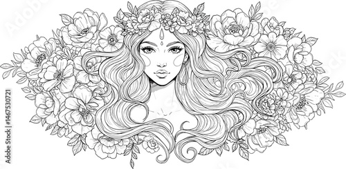Fairy girls set for adult coloring book,coloring page,printing and other design element