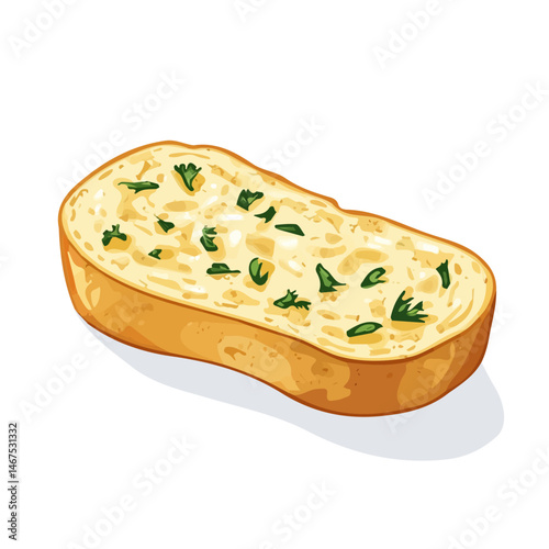 Garlic Bread Flat vector, minimalist design, isolated on a white background.