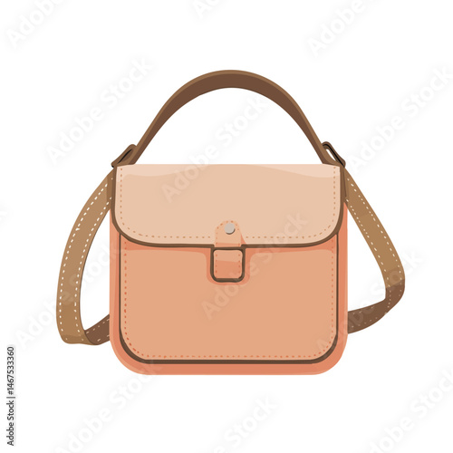 Flat vector Crossbody Bag, minimalist design, isolated on a white background.