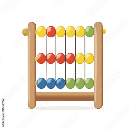 Counting Abacus Flat vector, minimalist design, isolated on a white background.