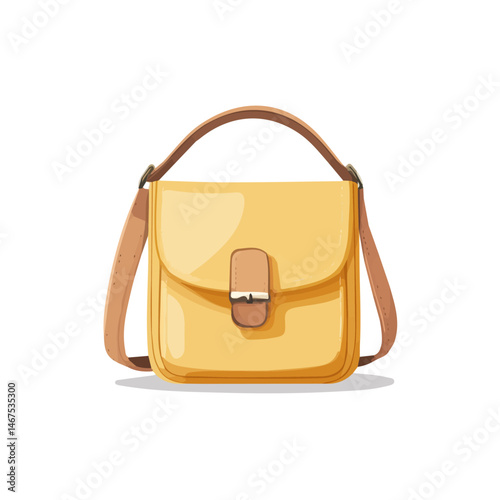 Flat vector Crossbody Bag, minimalist design, isolated on a white background.