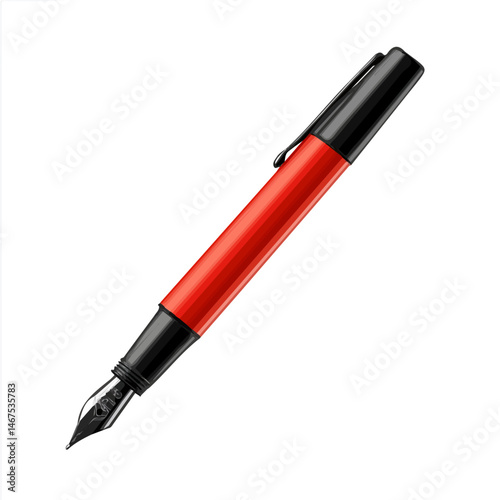 Fountain Pen Flat vector, minimalist design, isolated on a white background.