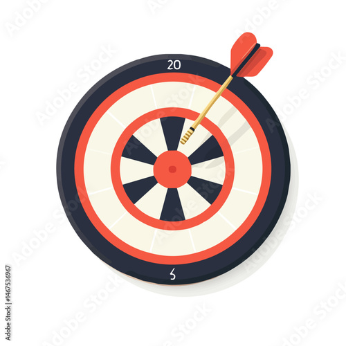 Flat vector Darts Board, minimalist design, isolated on a white background.
