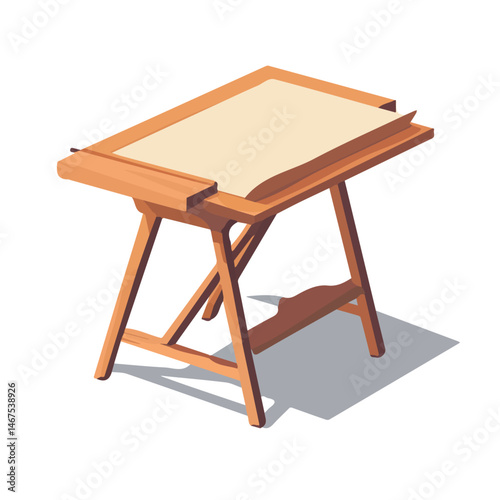 Flat vector Drafting Table, minimalist design, isolated on a white background.