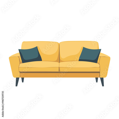 Flat vector Couch, minimalist design, isolated on a white background.