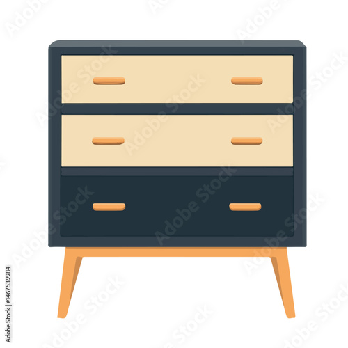 Dresser Flat vector, minimalist design, isolated on a white background.