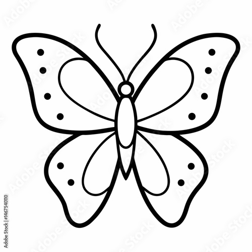 Illustration of a butterfly with symmetrical wings and circular markings design
