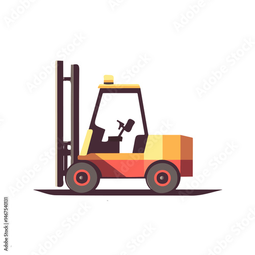 Flat vector Forklift, minimalist design, isolated on a white background.