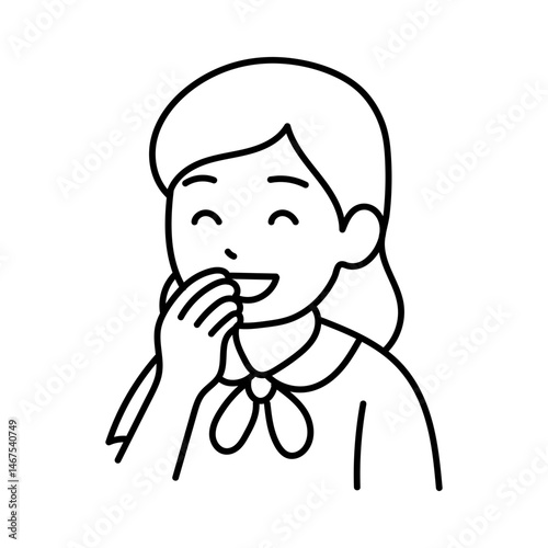 Avatar Cartoon Asia Student Girl minimal line