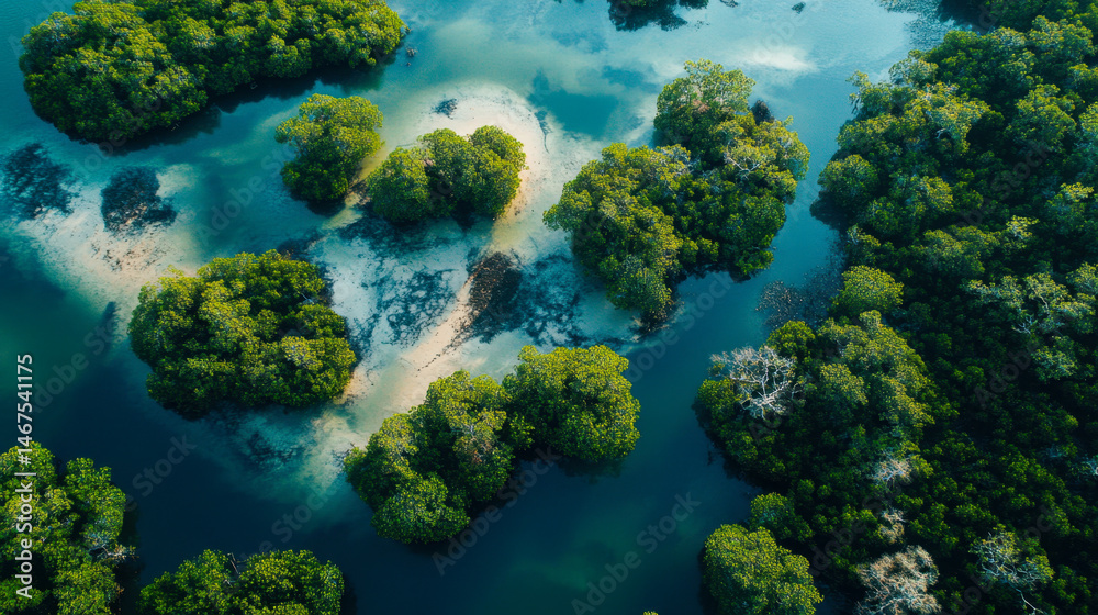 Exploring a lush tropical mangrove environment with sandbanks and tidal inlets