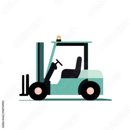 Flat vector Forklift, minimalist design, isolated on a white background.