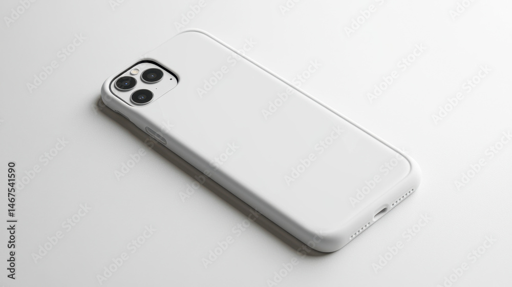 Sleek white phone case side view isolated against a soft shadowed background