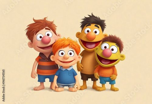 Children's illustration, joyful and happy children