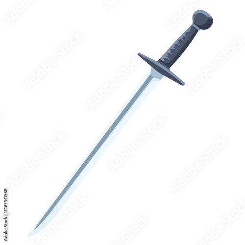 Flat vector Fencing Sword, minimalist design, isolated on a white background.