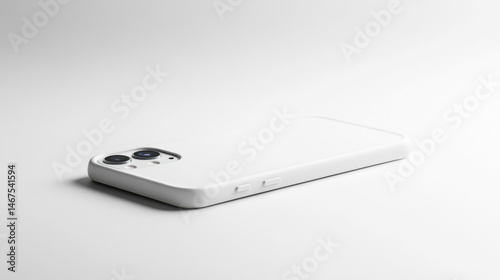 Obraz na płótnie White phone case side view with soft drop shadow on blank background in minimal product style w salonie