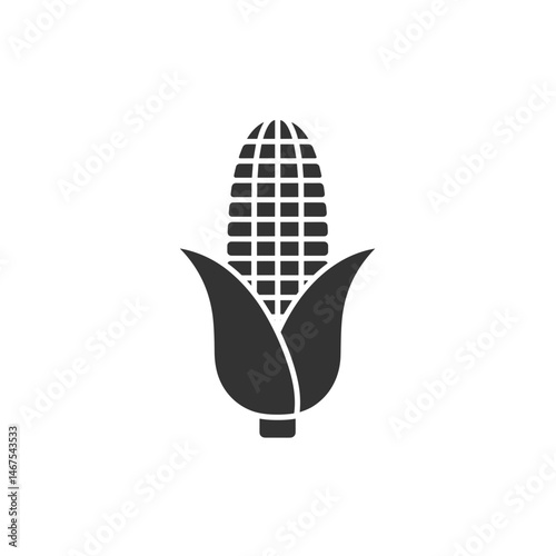Corn icon with leaves in a simple design  