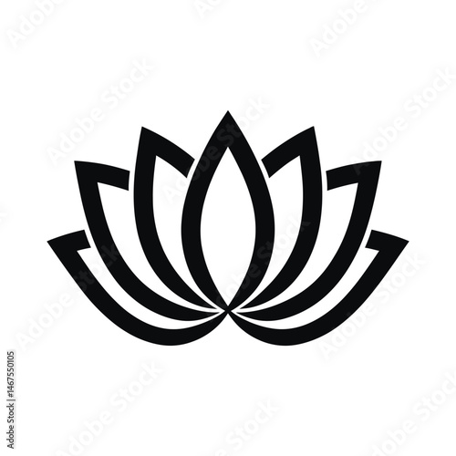 Elegant Lotus Flower Icon: Spiritual, Yoga, and Nature Vector