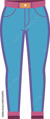 A stylish vector art illustration showcasing trendy skinny jeans, emphasizing sleek design, modern fashion details, and vibrant, clean-line aesthetics