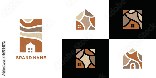 collection of vector icon templates for brick house logo.