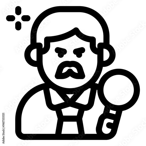 boss quality control outline icon and illustration