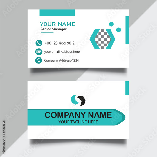 Modern Corporate Business Card Template Design, Front and Back View
