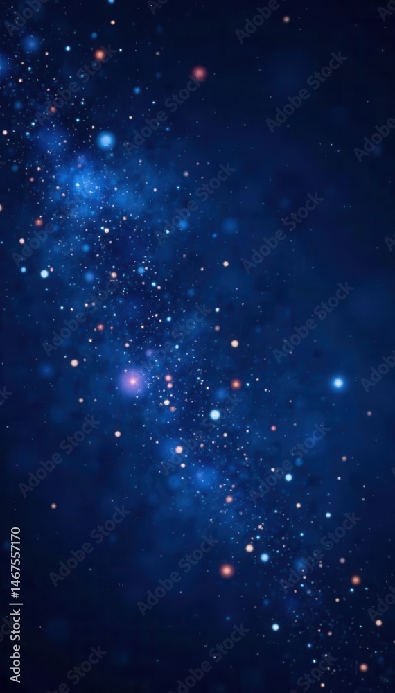 Fototapeta premium Close-up view of sparkling stars scattered across a deep blue night , twinkling, milky way, black
