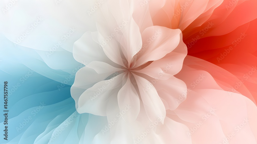 Fototapeta premium Soft Pastel Flower Pattern with Gentle Gradients in Blue, White, and Red Tones