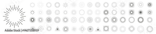 Sun rays icon, shine and burst line