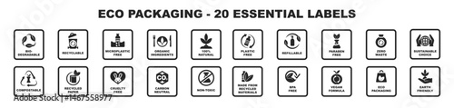 Eco recycling icons. Eco Packaging labels for product packaging.
