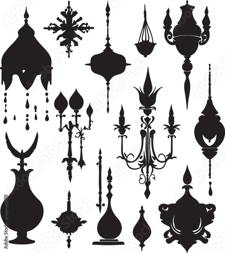 Elegant Silhouette Collection: Vintage Chandeliers, Lamps, and Lighting Fixtures Design