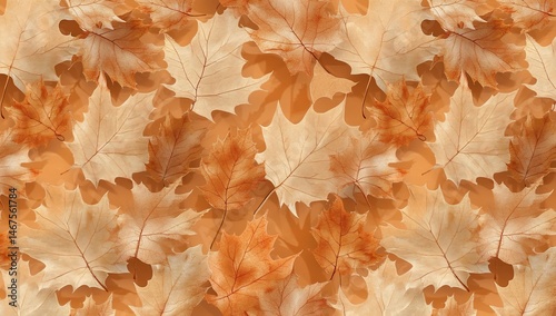 A dense collection of autumn leaves in varying shades of brown and orange, creating a warm and textured pattern