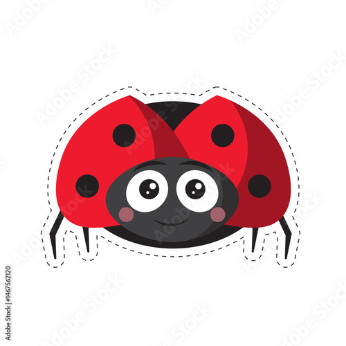 Adorable cartoon ladybug art. Vector