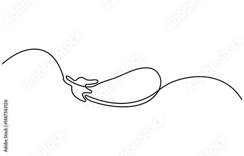 Eggplant in continuous line art drawing style. Single line drawing eggplant. Vector illustration