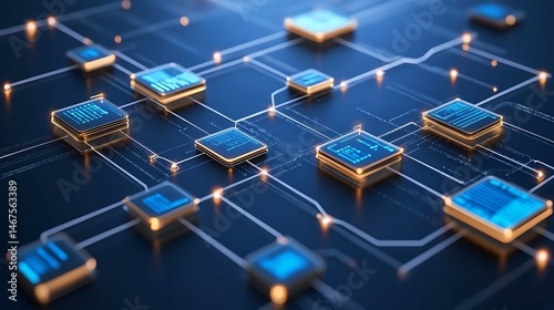 Digital network, data flow, tech