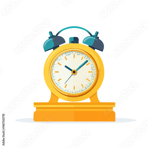Flat vector Mantel Clock, minimalist design, isolated on a white background.