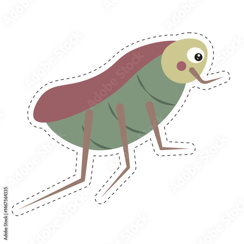 Cartoon flea with big eyes. Vector