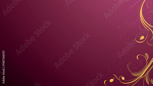 Elegant burgundy background with gold swirls