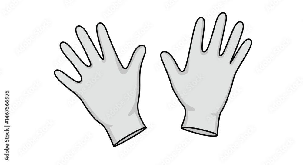 Obraz premium Cartoonstyle gray glove with black outline and visible fingers