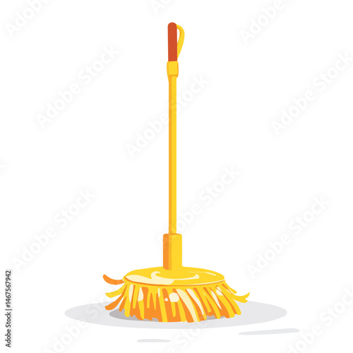 Mopping Floor Flat vector, minimalist design, isolated on a white background.