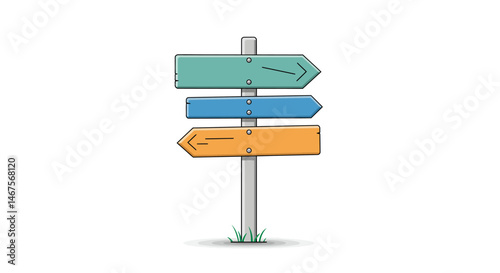 Stacked Directional Signage with Teal Blue and Orange Arrow