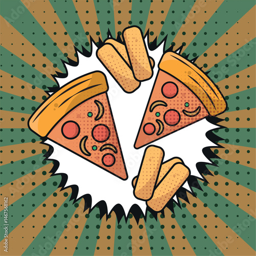 Wallpaper Mural Pizza slices and sticks combo. Vector Torontodigital.ca
