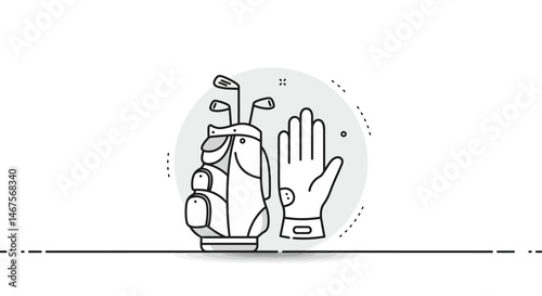 Stylized Golf Bag with Clubs Minimalist Design Sporting Equipment Icon