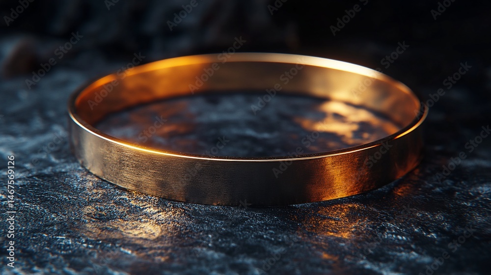 Elegant Gold Bangle on Textured Stone Surface, a luxurious jewelry piece Elegant Gold Bangle on Textured Stone Surface, a luxurious jewelry piece